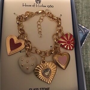 House of Harlow 1960 Gold Heart Charm Bracelet